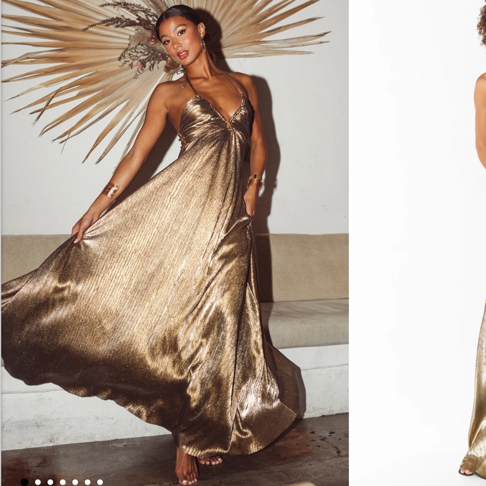 Show Me Your Mumu Paros Maxi Dress in Gold Size S